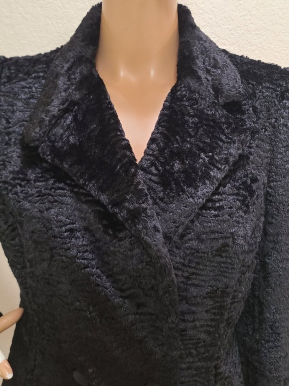 DIANE VON FURSTENBERG FAUX MOUTON LAMB VEGAN FUR JACKET CROPPED COAT sz 12